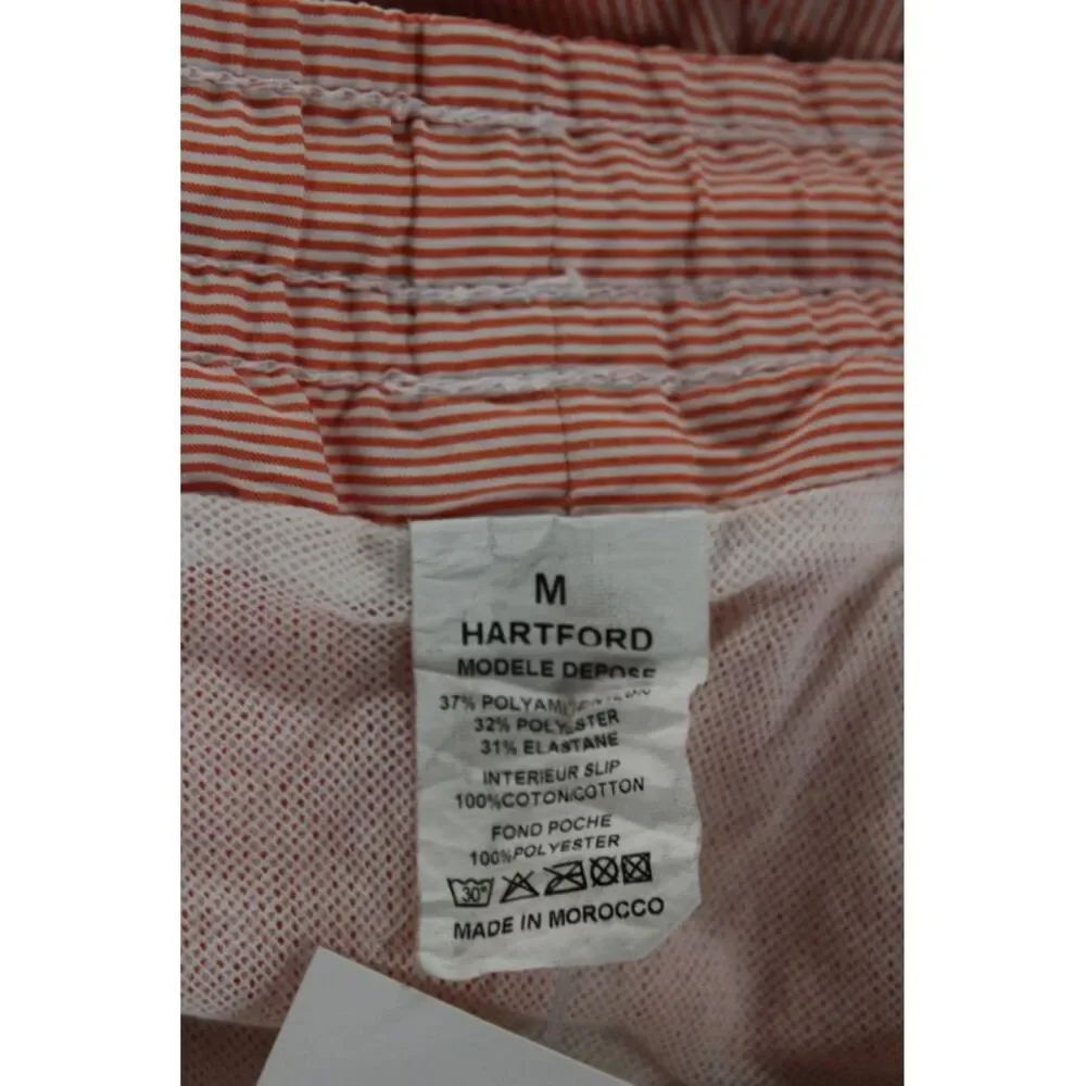 Hartford Mens Orange Striped Polyamide Swim Shorts Beach Size M